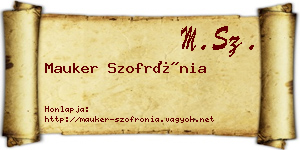 Mauker Szofrónia névjegykártya